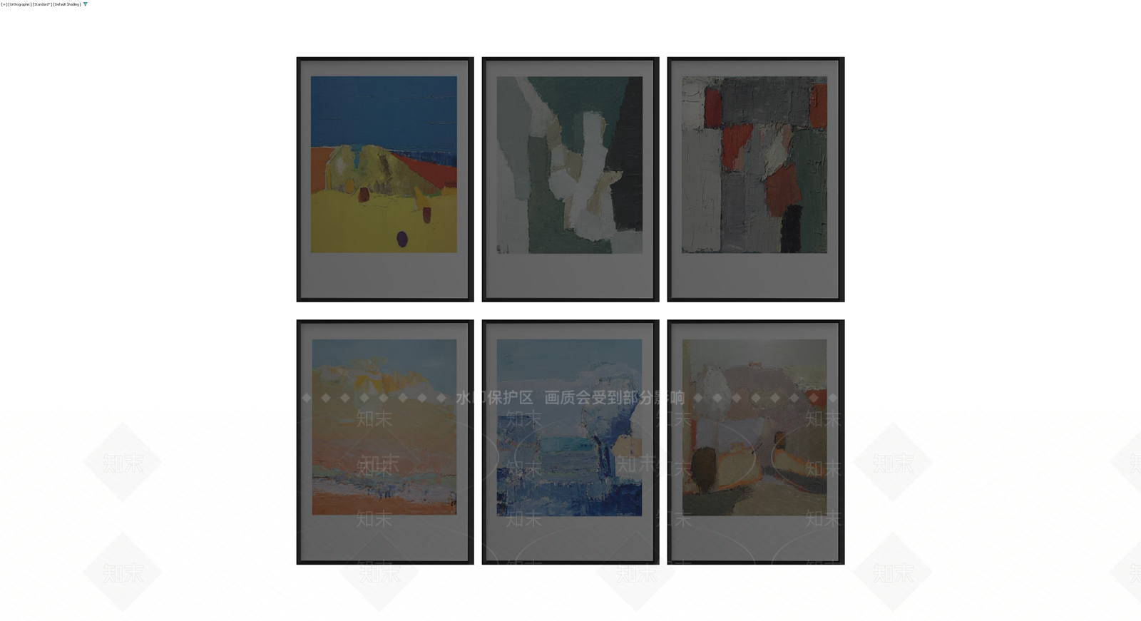 六联抽象风景挂画组合3D模型下载【ID:1229992429】