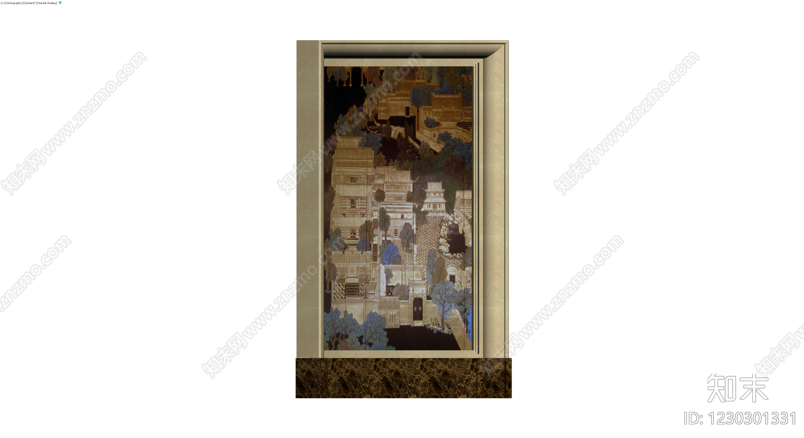 中式景观隔断屏风3D模型下载【ID:1230301331】