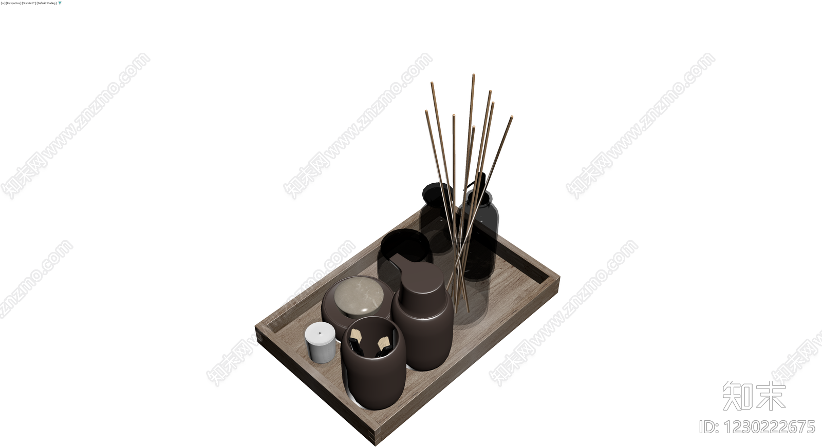 木质托盘卫浴洗漱用品组合3D模型下载【ID:1230222675】