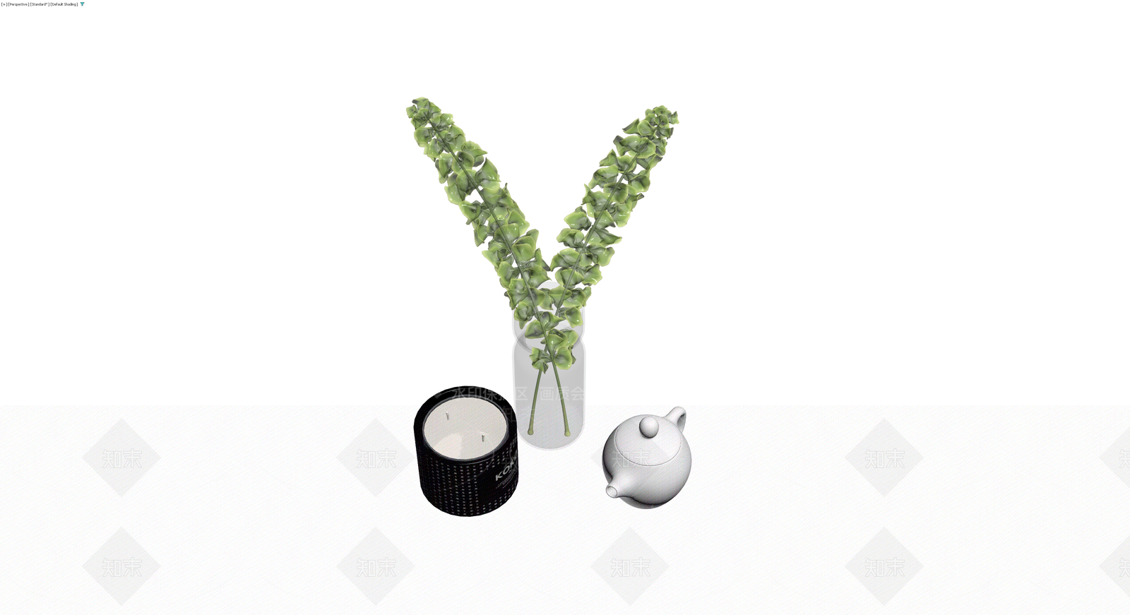 蜡烛花瓶茶壶组合3D模型下载【ID:1229639813】