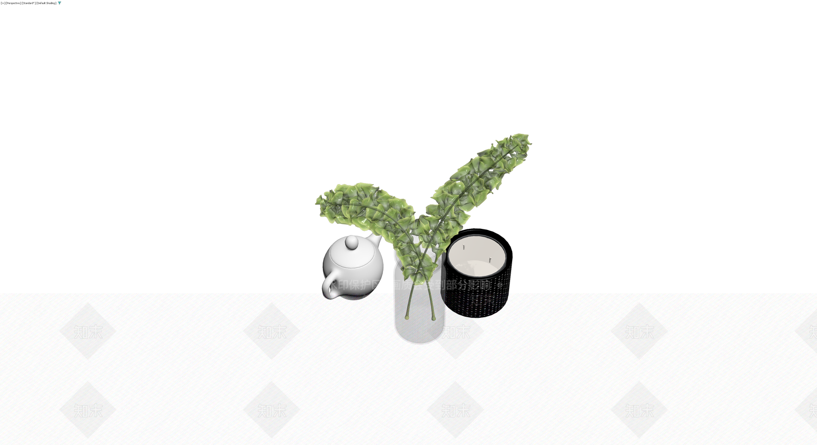 蜡烛花瓶茶壶组合3D模型下载【ID:1229639813】