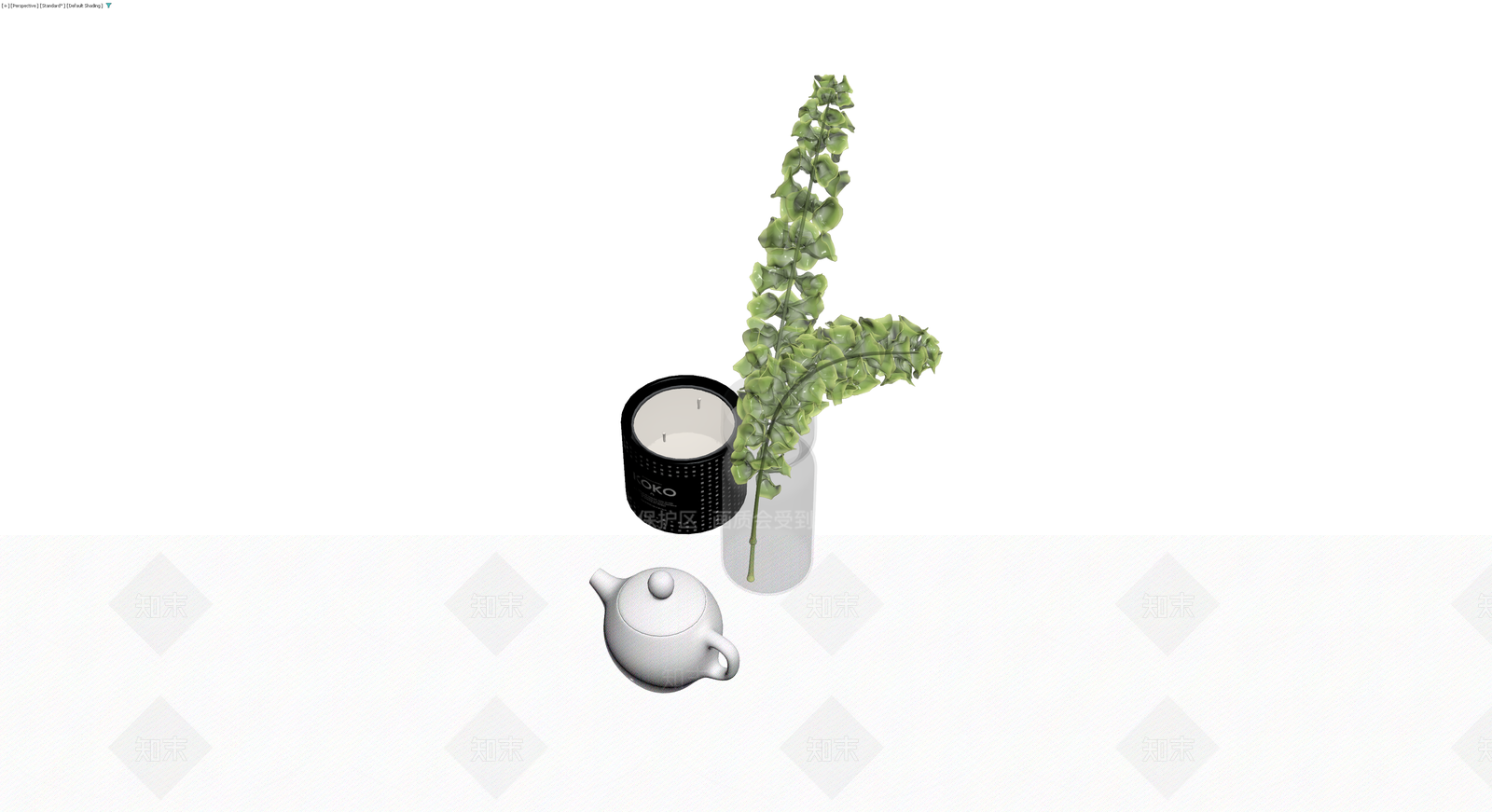 蜡烛花瓶茶壶组合3D模型下载【ID:1229639813】