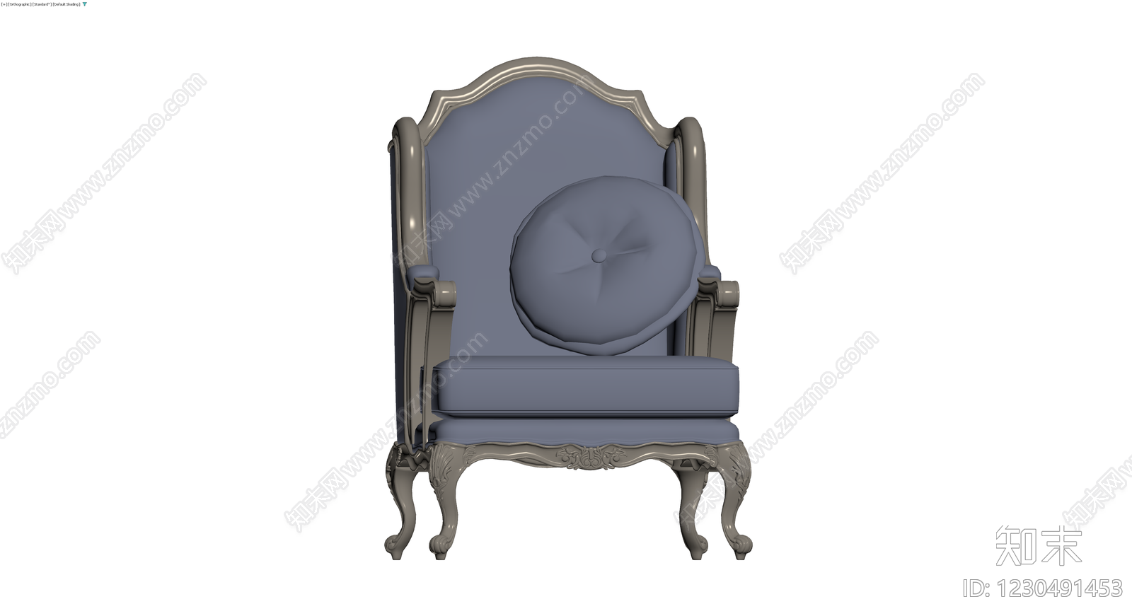 欧式古典蓝色扶手椅3D模型下载【ID:1230491453】