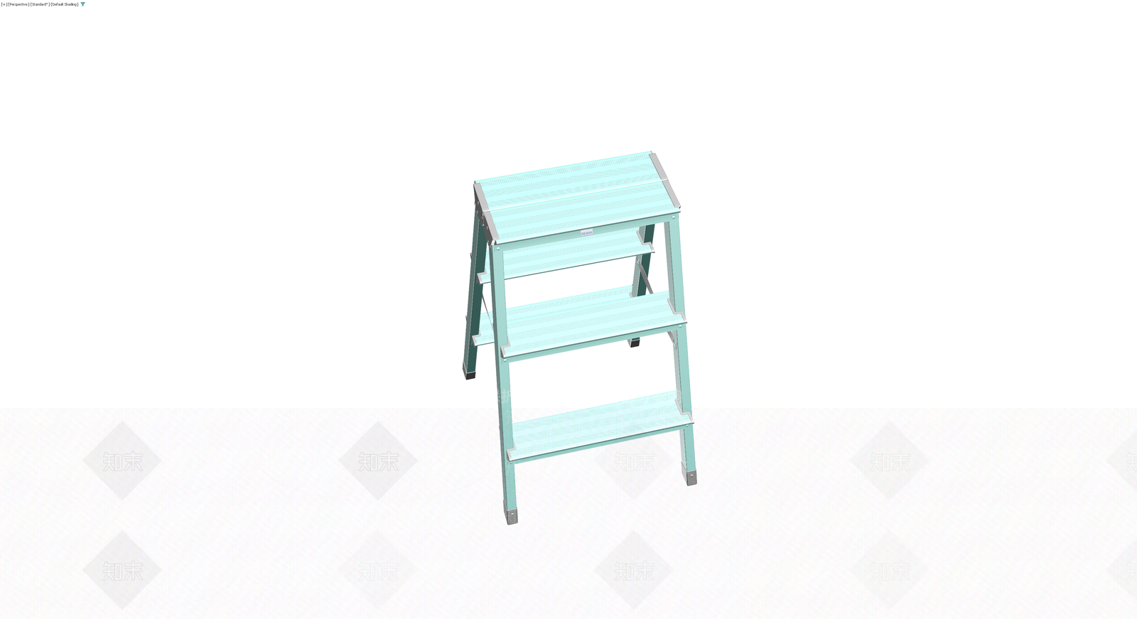 青色三级铝合金梯3D模型下载【ID:1230419891】