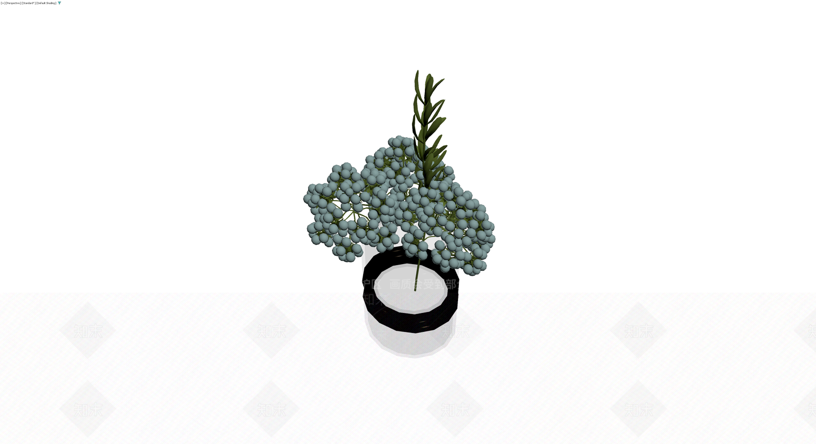 带盆蓝果绿植盆栽3D模型下载【ID:1230010772】
