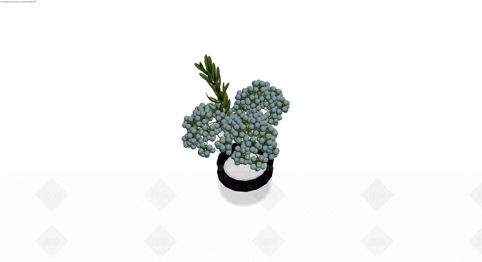 带盆蓝果绿植盆栽3D模型下载【ID:1230010772】