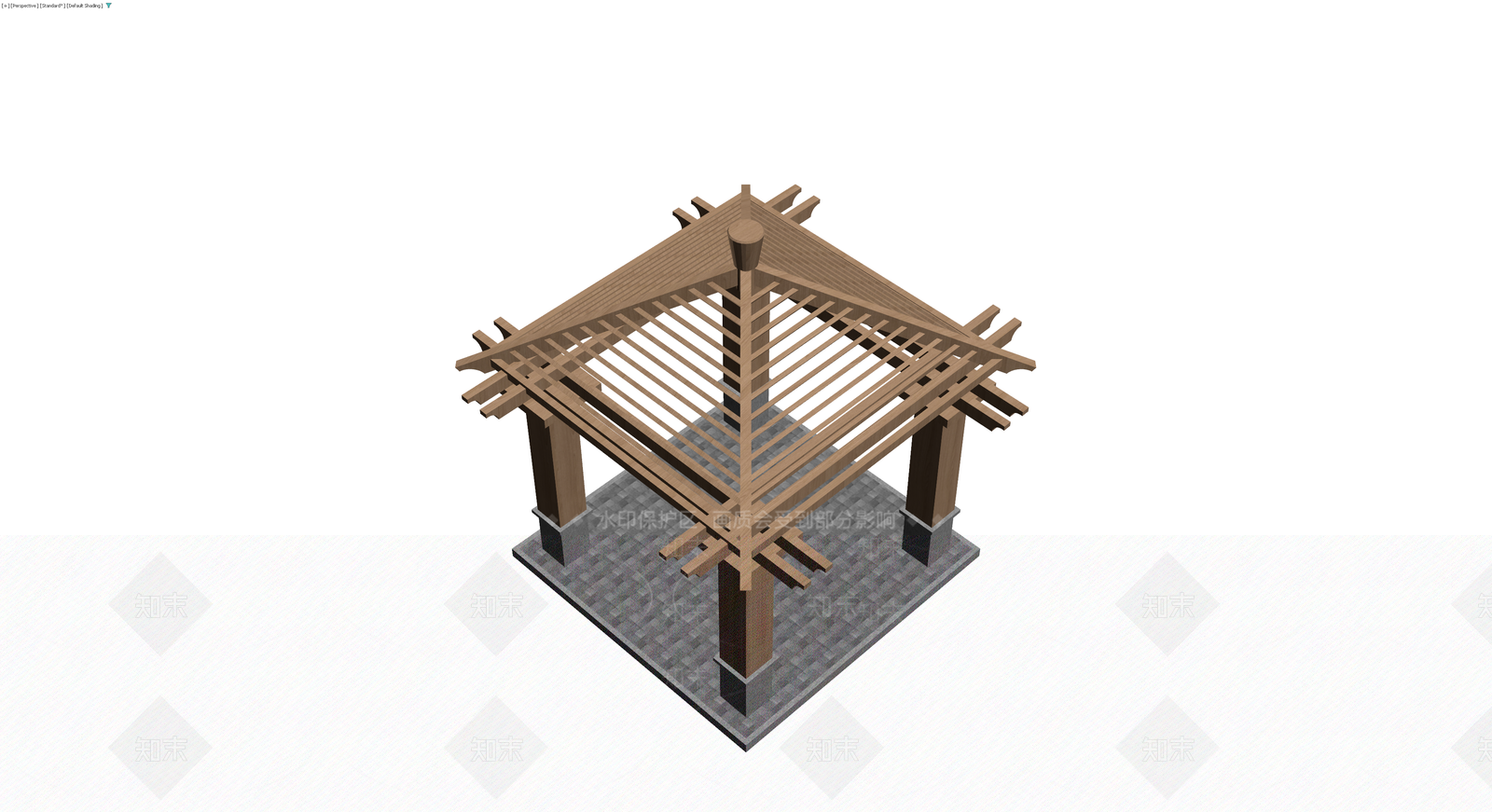 中式木质凉亭模型3D模型下载【ID:1229897794】