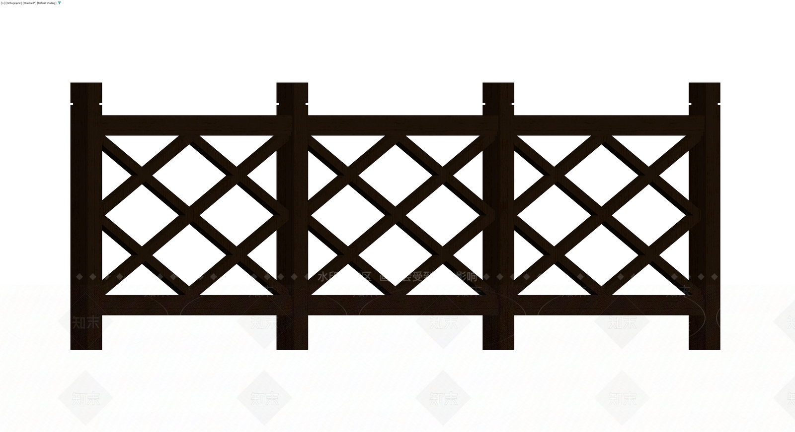 深褐色交叉网格栏杆3D模型下载【ID:1230118007】