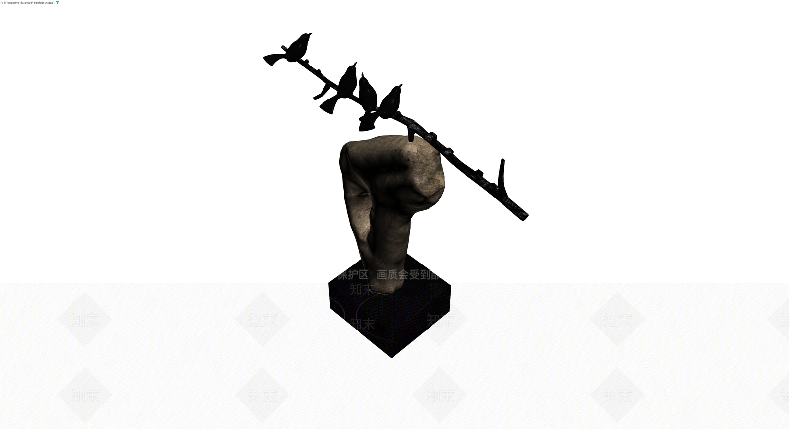 底座带鸟雕塑3D模型下载【ID:1229989825】