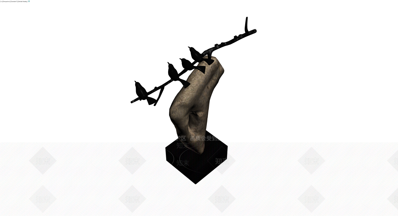 底座带鸟雕塑3D模型下载【ID:1229989825】