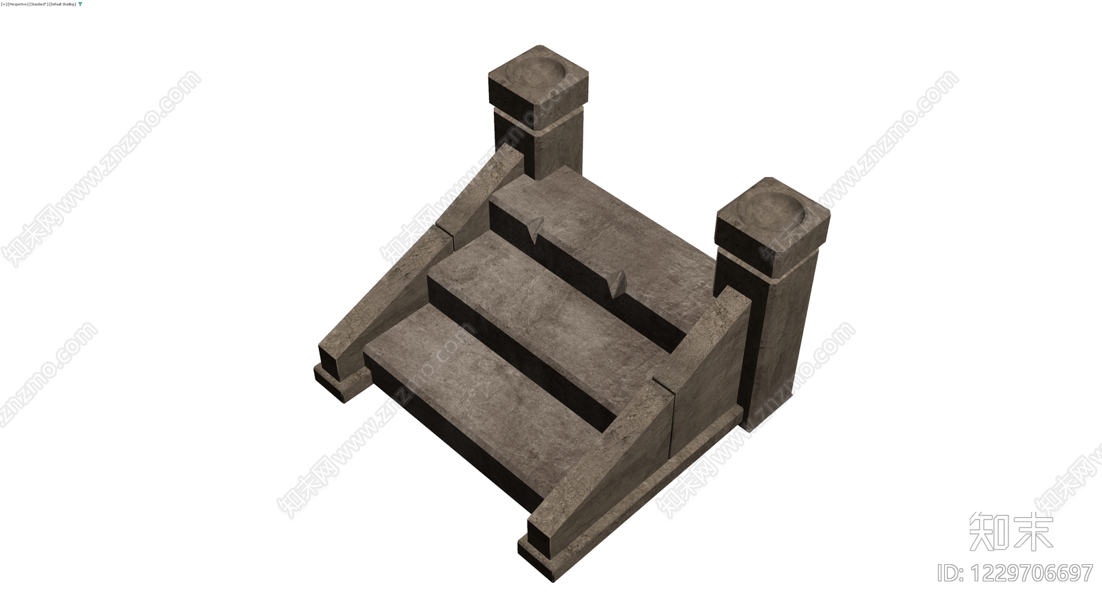 石质台阶与栏杆组合3D模型下载【ID:1229706697】