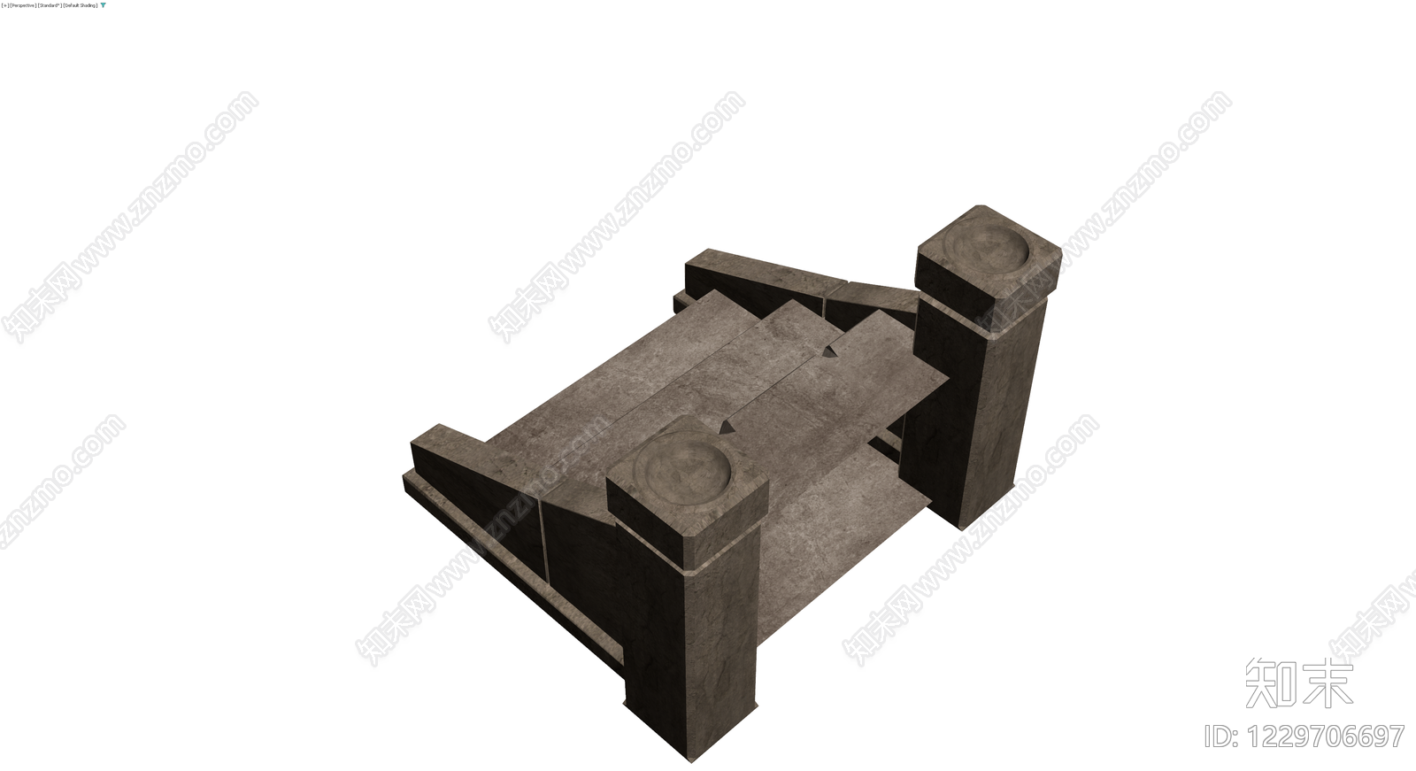 石质台阶与栏杆组合3D模型下载【ID:1229706697】
