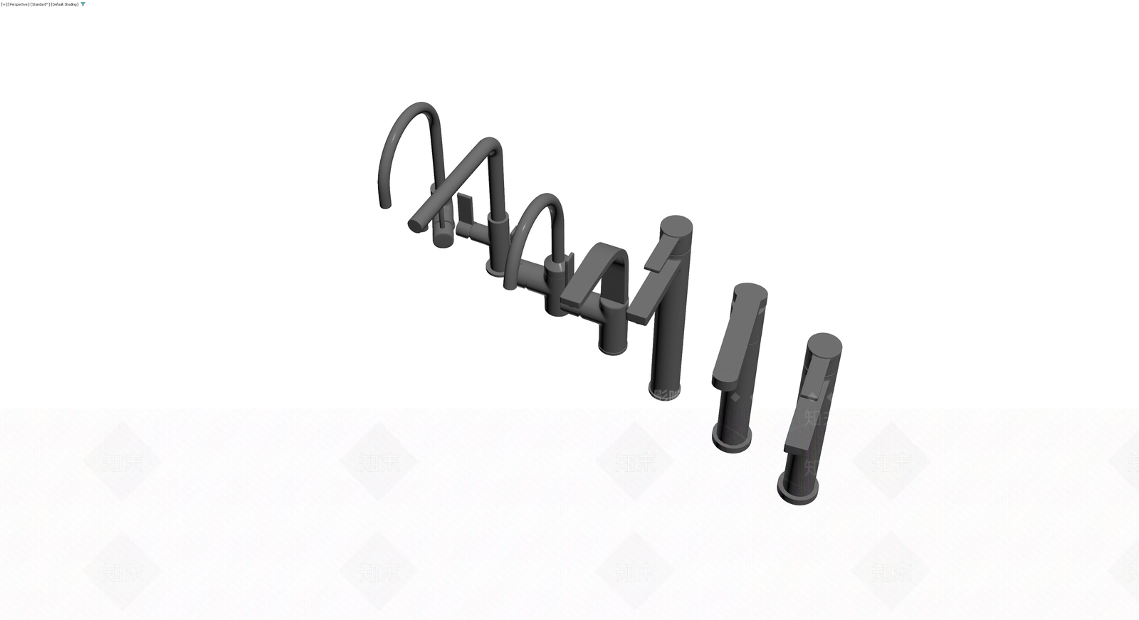 灰色哑光水龙头组合3D模型下载【ID:1230718771】
