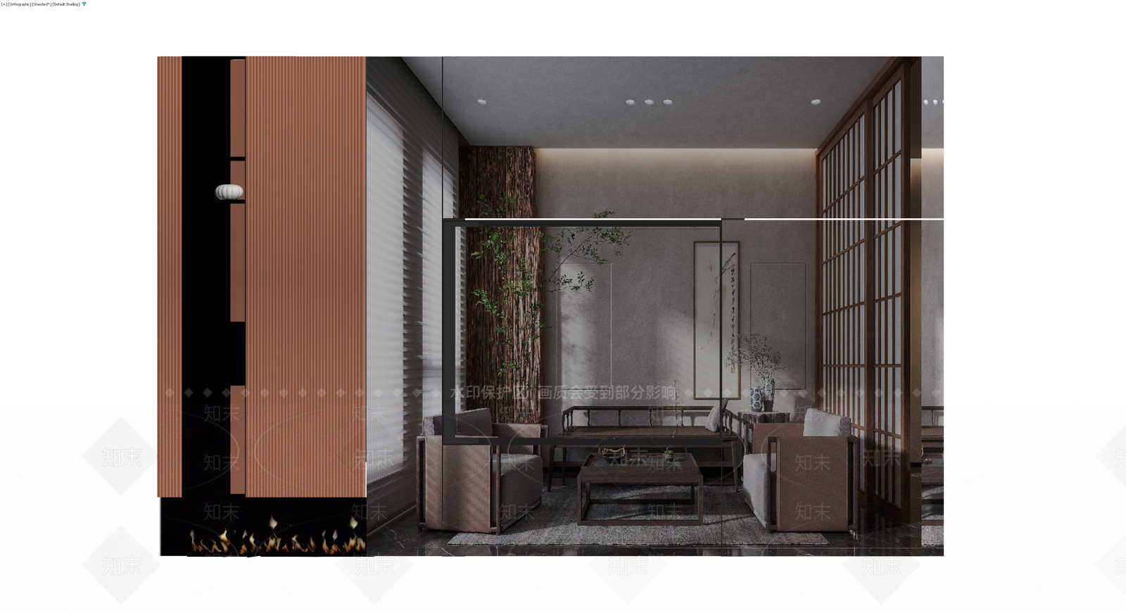 新中式客厅空间组合3D模型下载【ID:1230152120】