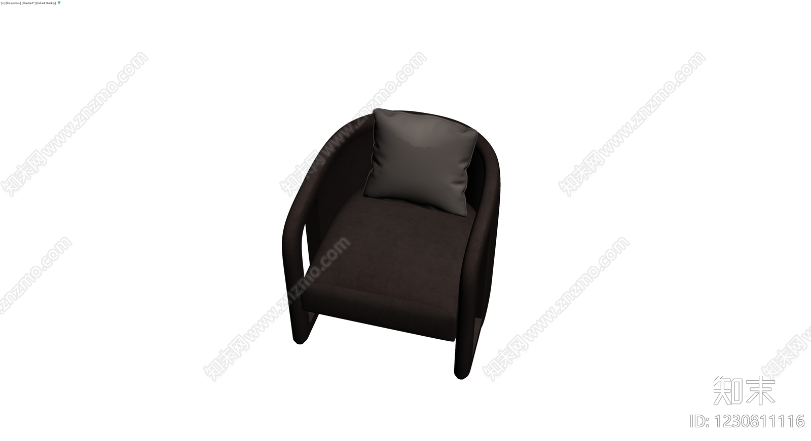 深褐色现代单人沙发3D模型下载【ID:1230811116】