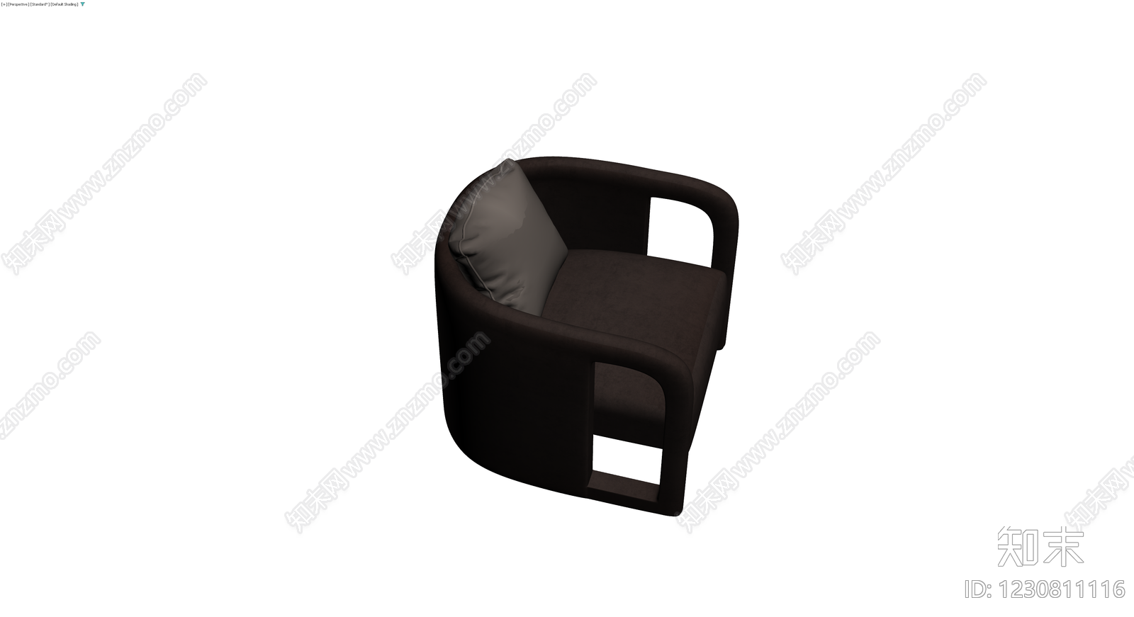 深褐色现代单人沙发3D模型下载【ID:1230811116】