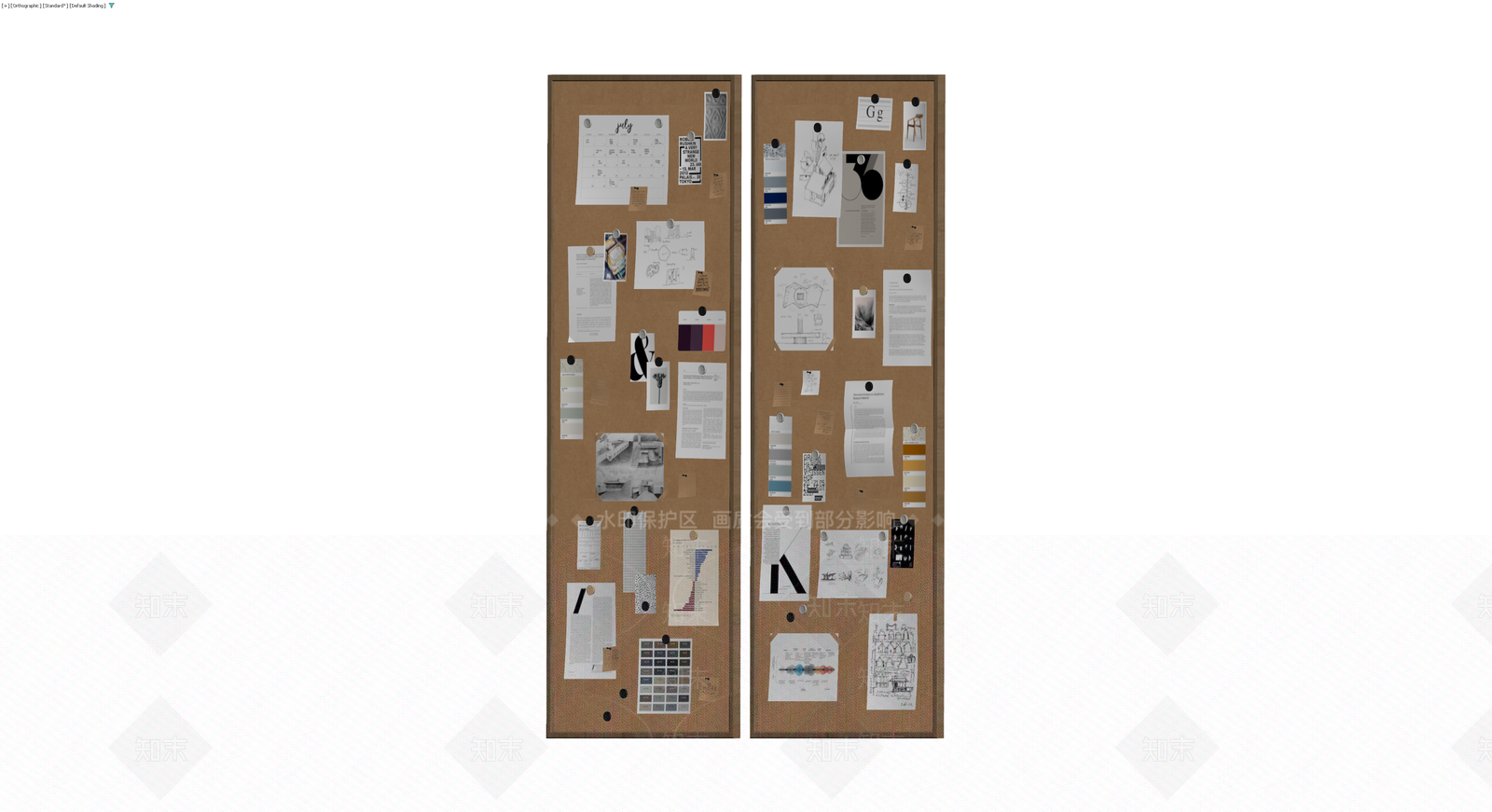 软木板展示板组合3D模型下载【ID:1230168245】