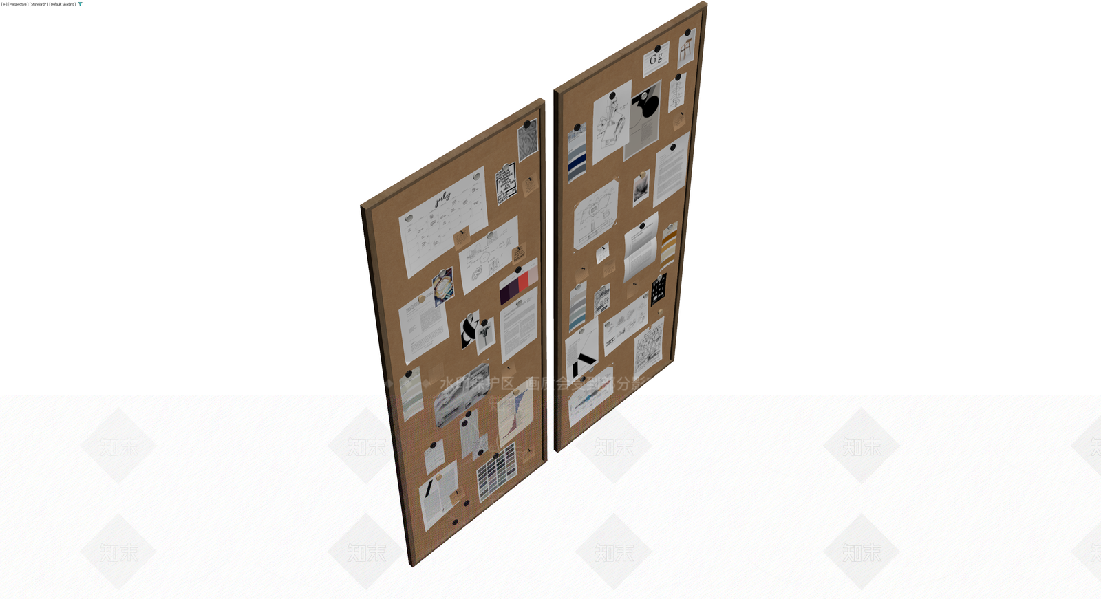 软木板展示板组合3D模型下载【ID:1230168245】