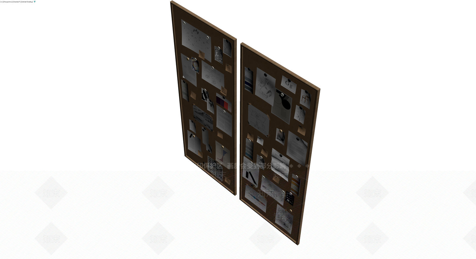 软木板展示板组合3D模型下载【ID:1230168245】