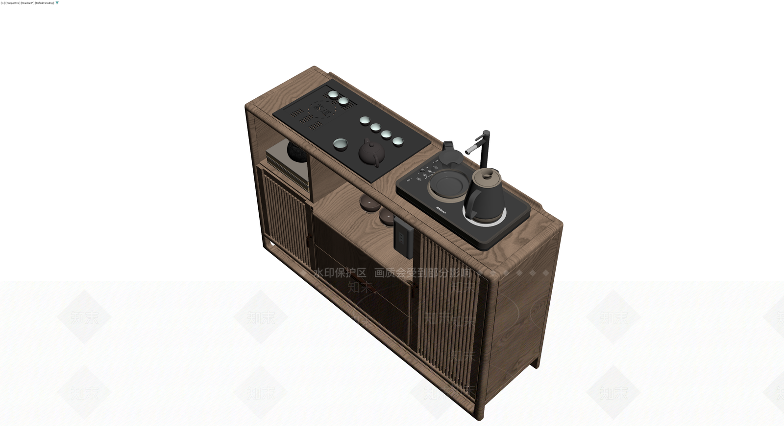 新中式茶台柜组合3D模型下载【ID:1229893123】