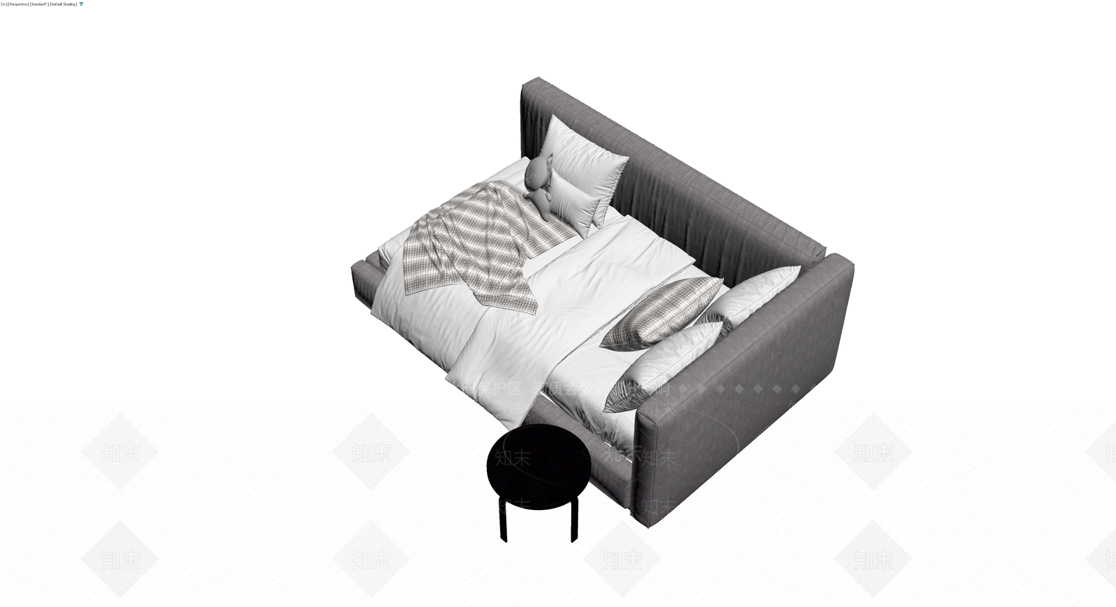 灰色布艺沙发床组合3D模型下载【ID:1230611258】