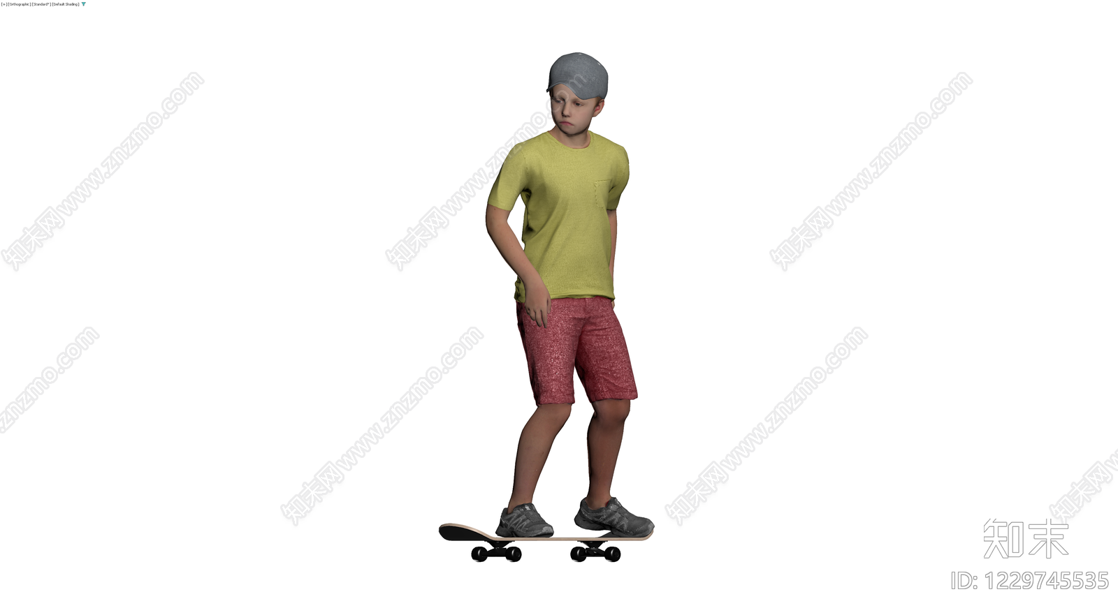 滑板少年人物模型3D模型下载【ID:1229745535】