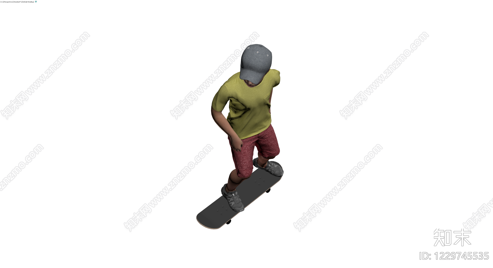 滑板少年人物模型3D模型下载【ID:1229745535】