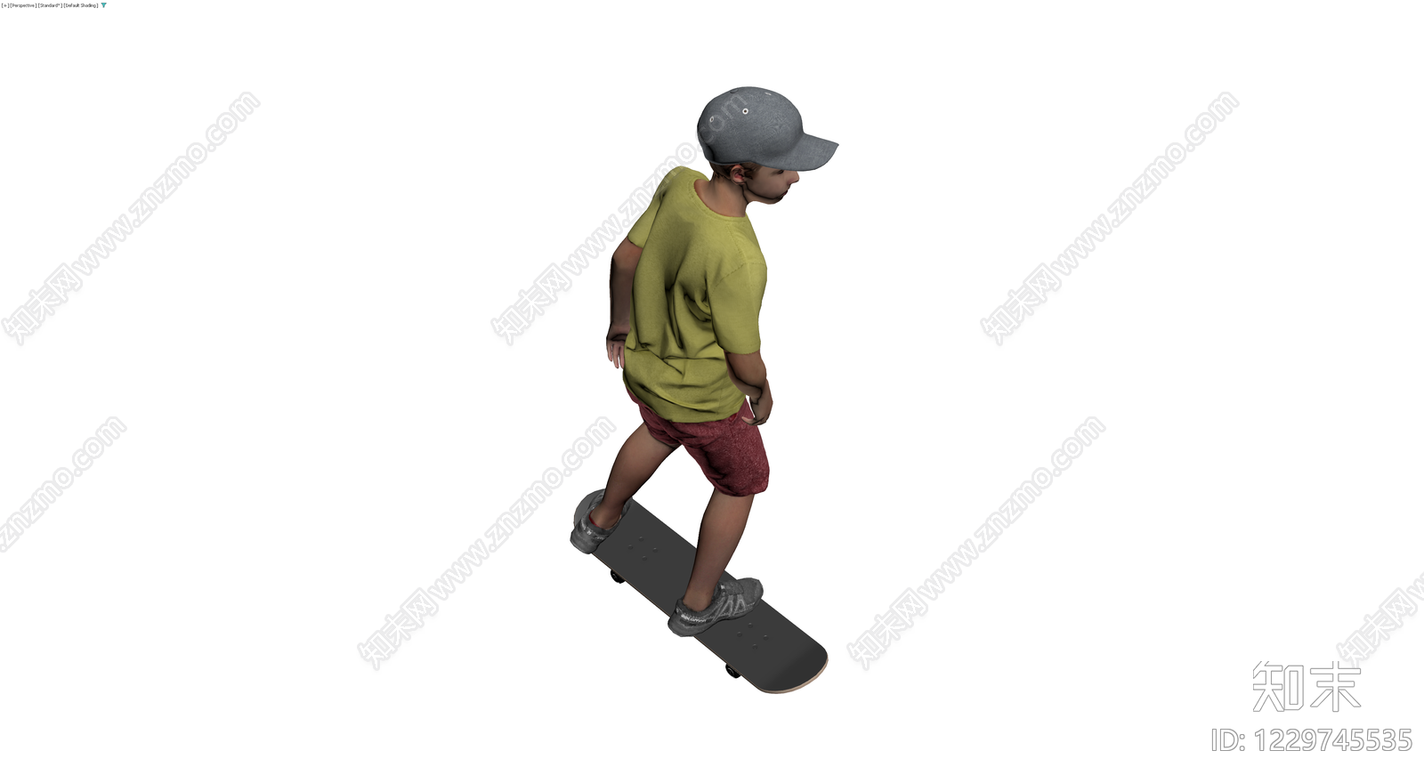 滑板少年人物模型3D模型下载【ID:1229745535】