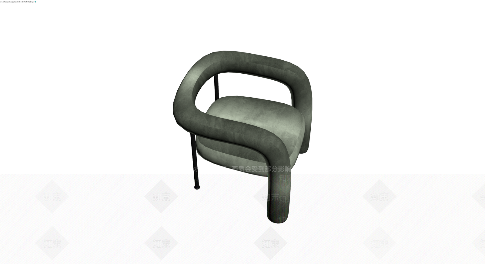 墨绿色弧形扶手椅3D模型下载【ID:1230371512】