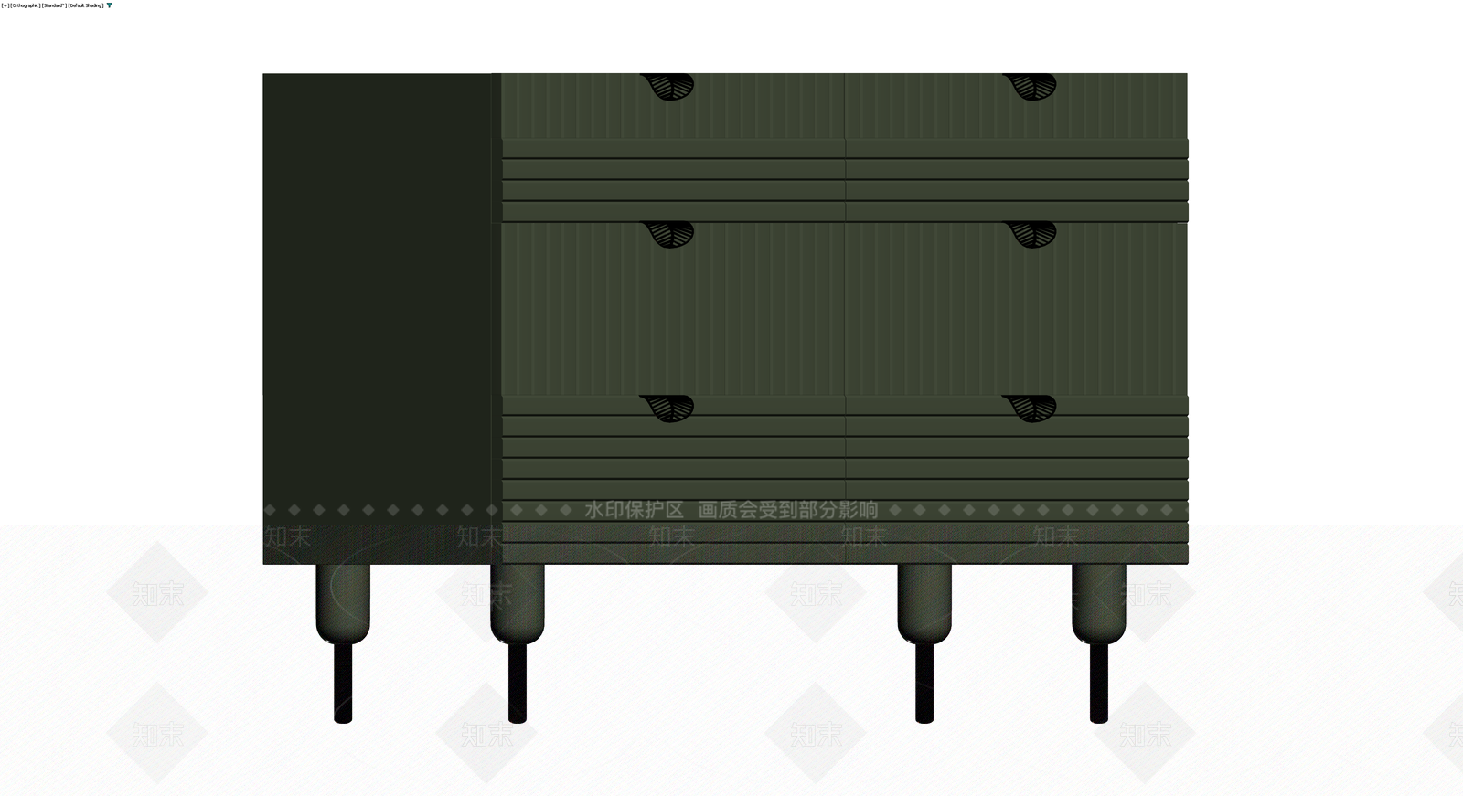 深绿色条纹六斗柜3D模型下载【ID:1229846057】