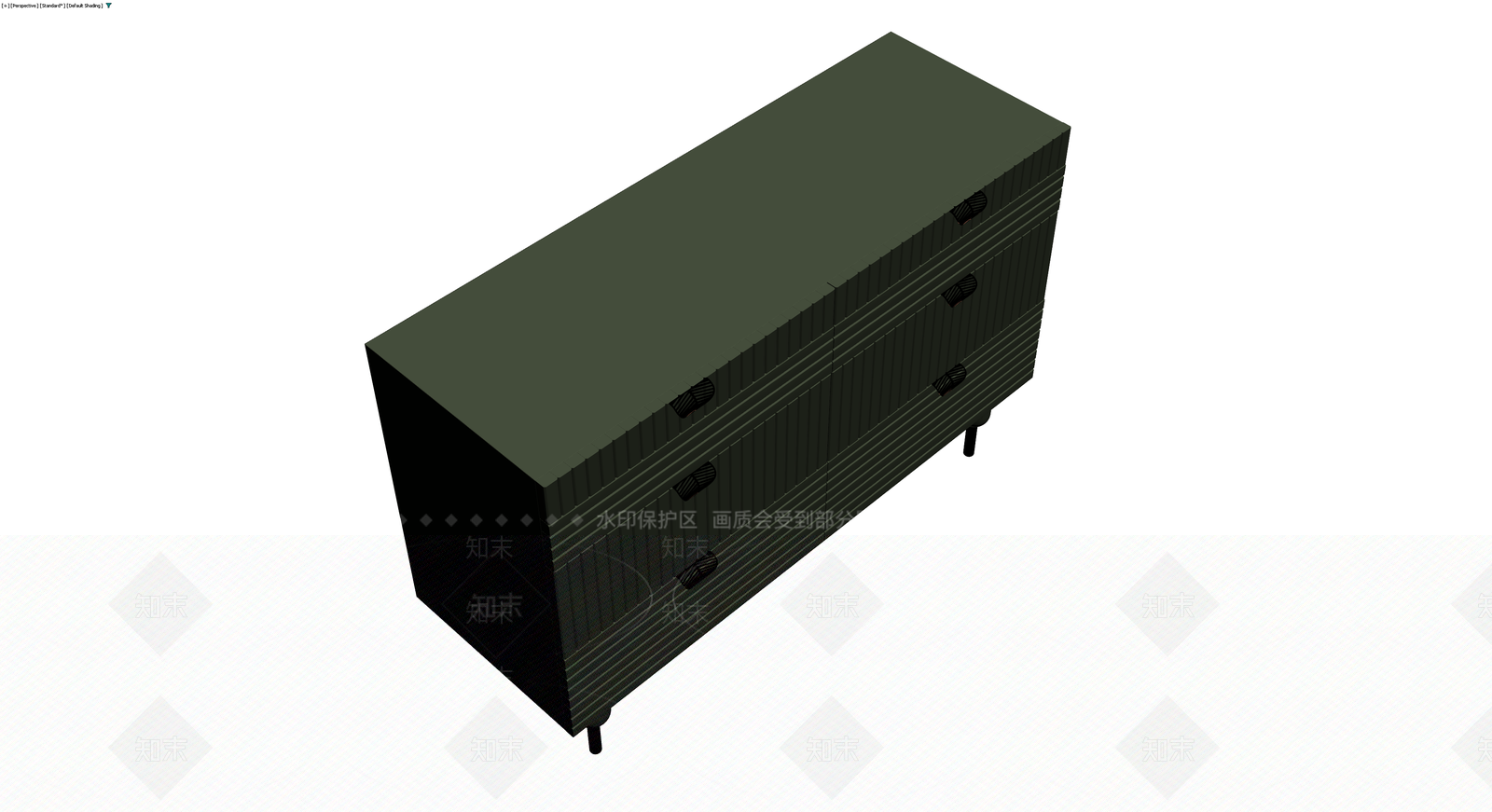深绿色条纹六斗柜3D模型下载【ID:1229846057】