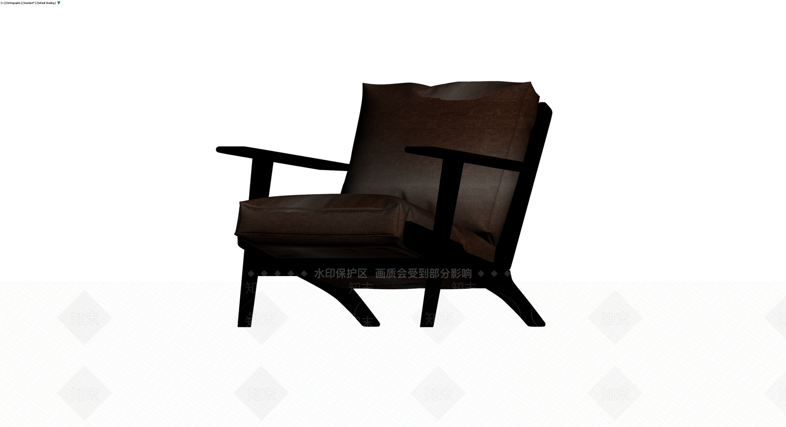 深棕色软包扶手椅3D模型下载【ID:1229868829】