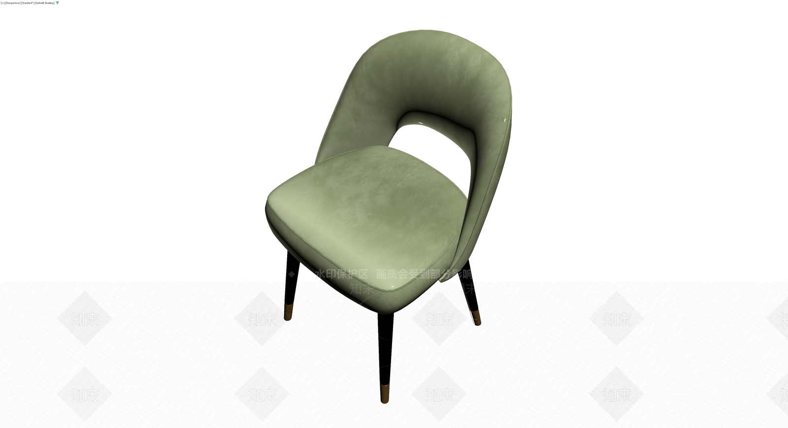 绿色绒面软包餐椅3D模型下载【ID:1230358989】