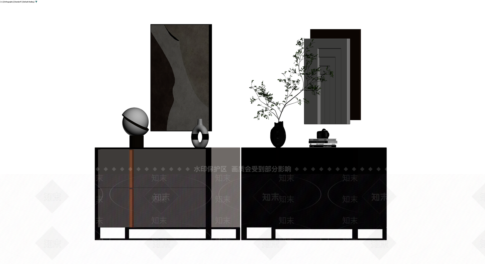 组合柜体与装饰品组3D模型下载【ID:1230716624】