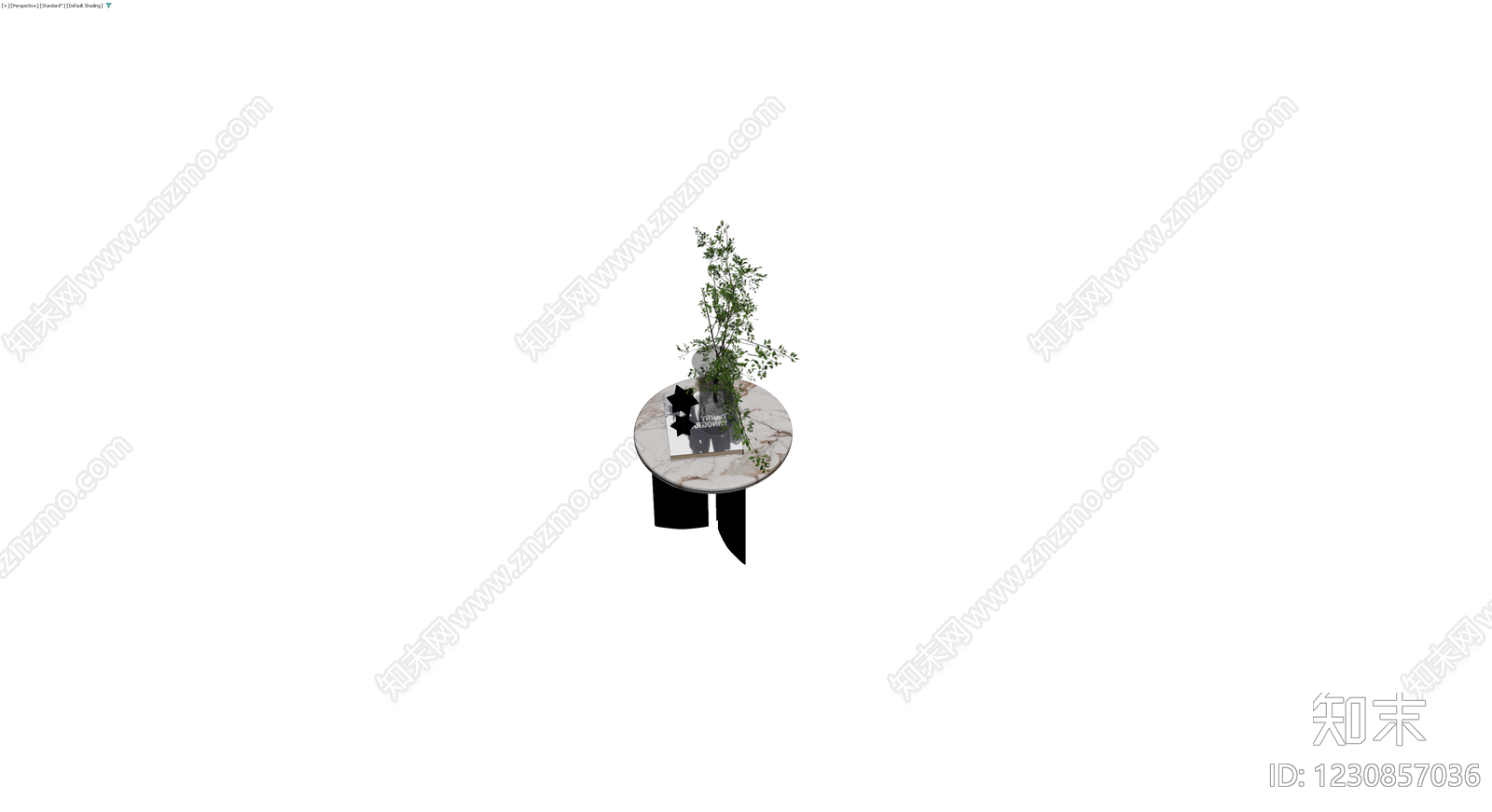大理石边几与盆栽组合3D模型下载【ID:1230857036】