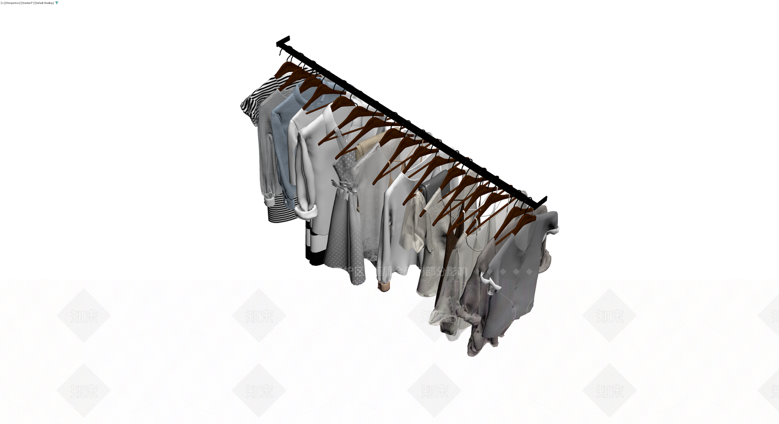 挂衣架与服装组合3D模型下载【ID:1230400288】