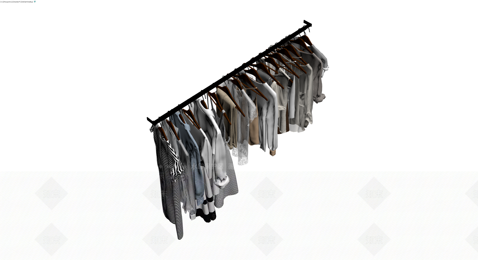 挂衣架与服装组合3D模型下载【ID:1230400288】