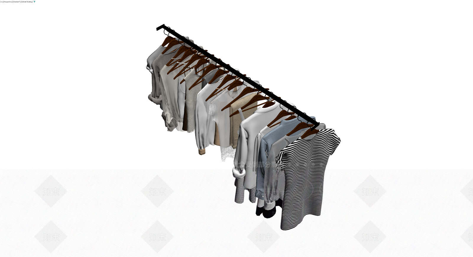 挂衣架与服装组合3D模型下载【ID:1230400288】
