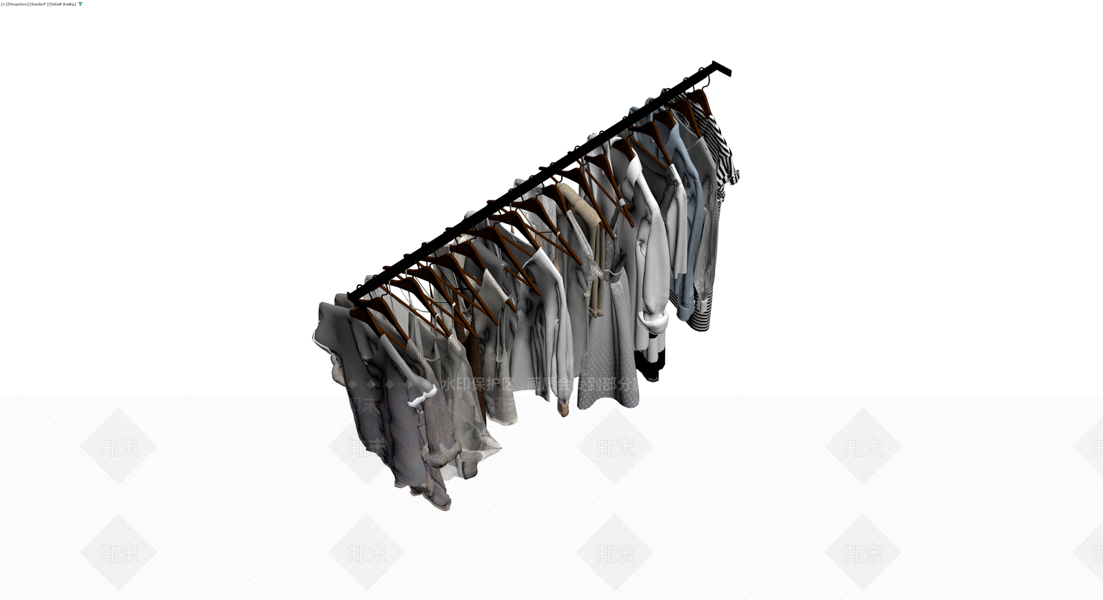 挂衣架与服装组合3D模型下载【ID:1230400288】