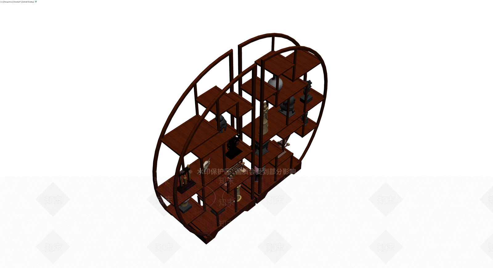 中式圆形博古架摆件组合3D模型下载【ID:1230631209】