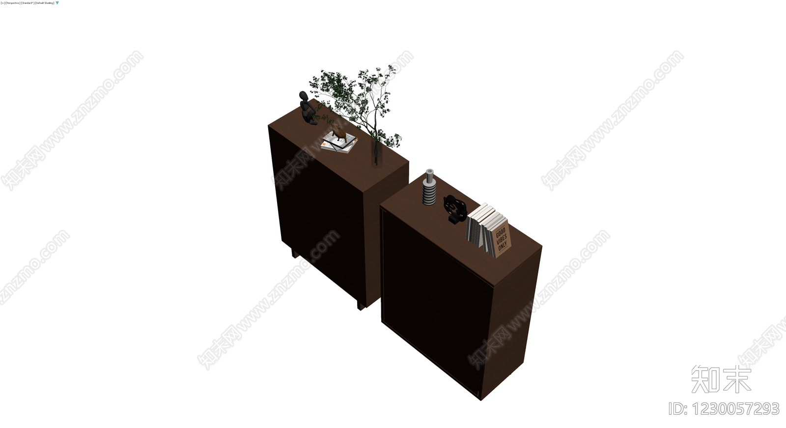 双拼深木色斗柜组合3D模型下载【ID:1230057293】