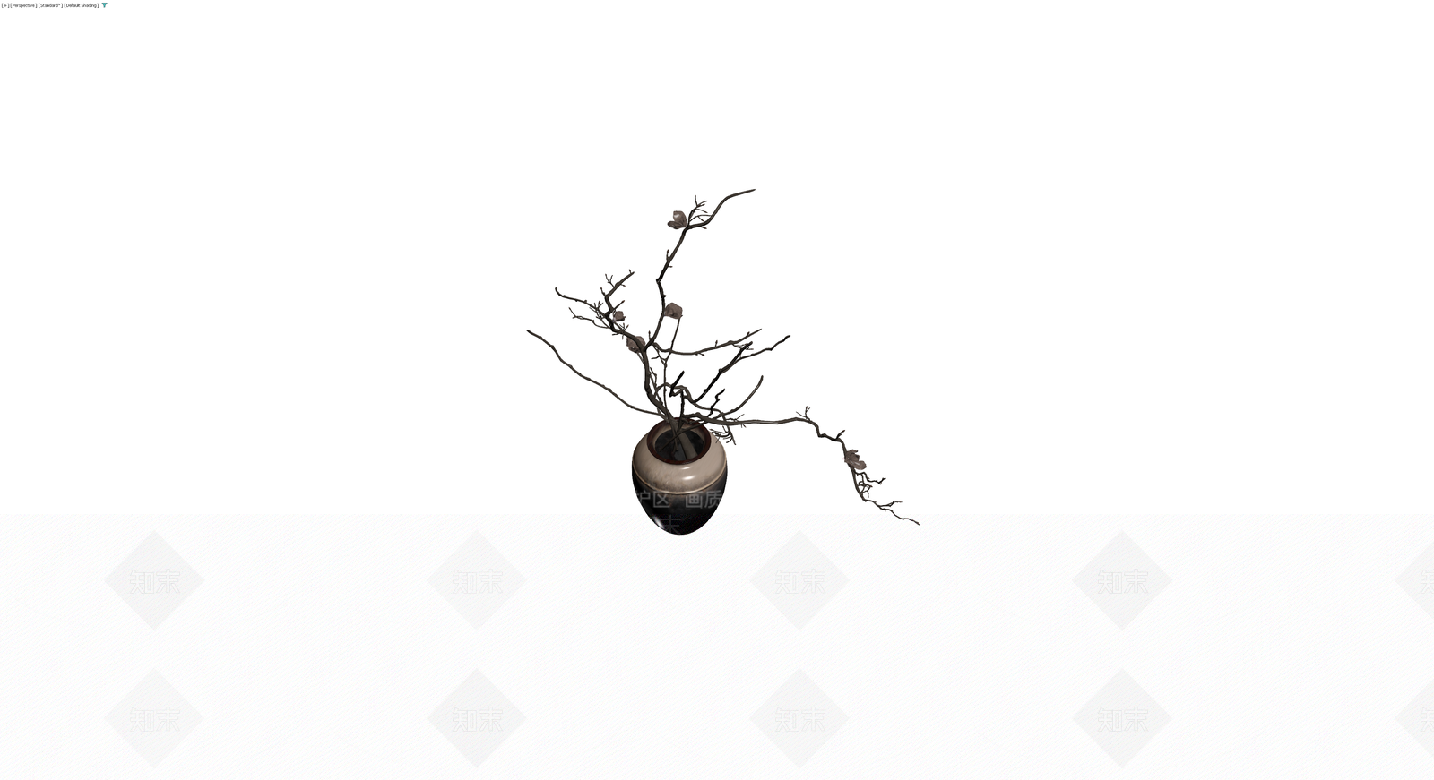 深色花瓶枯枝盆栽3D模型下载【ID:1230169106】