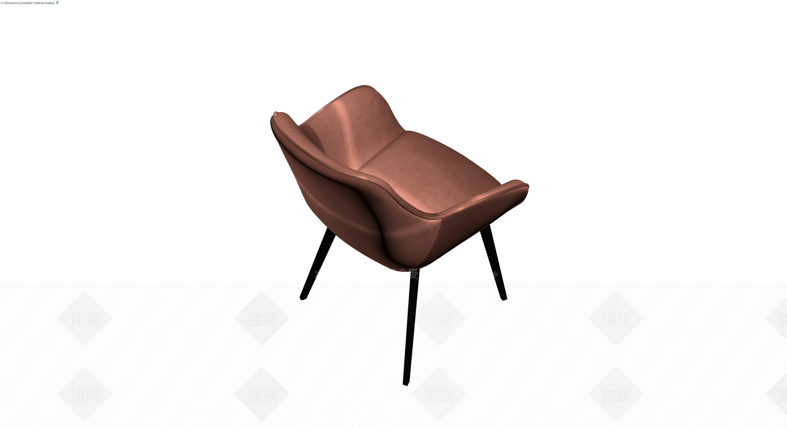 现代棕色绒面扶手椅3D模型下载【ID:1230659490】