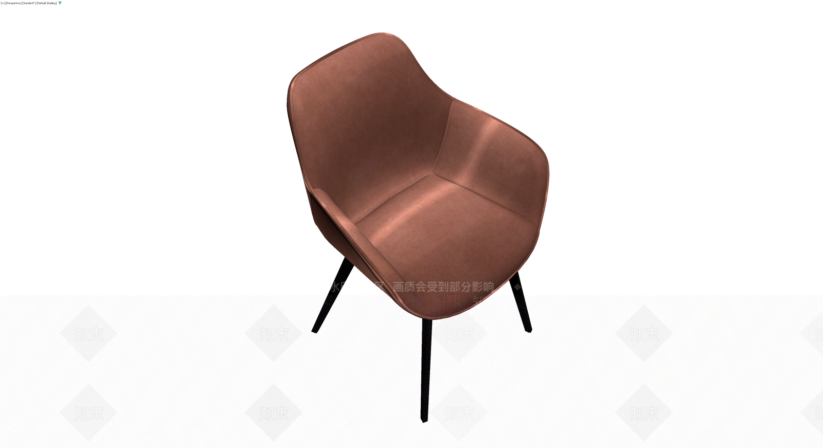现代棕色绒面扶手椅3D模型下载【ID:1230659490】
