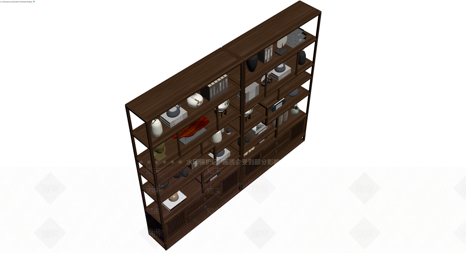 新中式博古架组合3D模型下载【ID:1230323549】