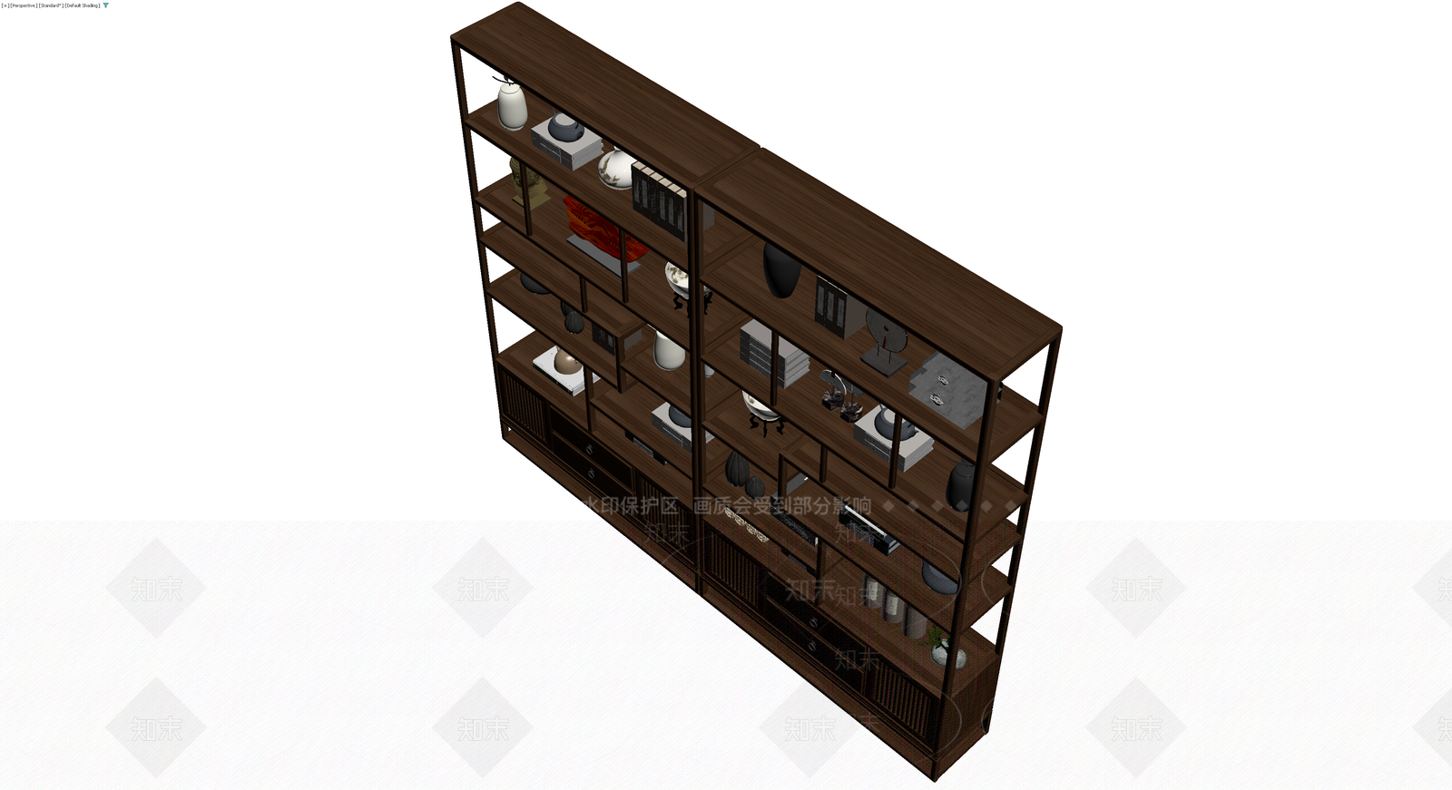新中式博古架组合3D模型下载【ID:1230323549】
