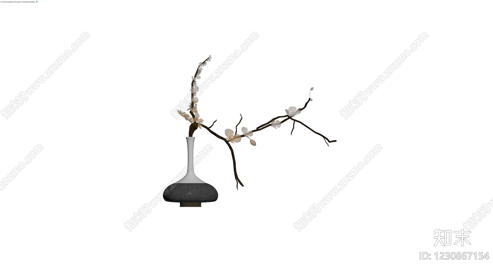 花瓶与梅花插花组合3D模型下载【ID:1230867154】