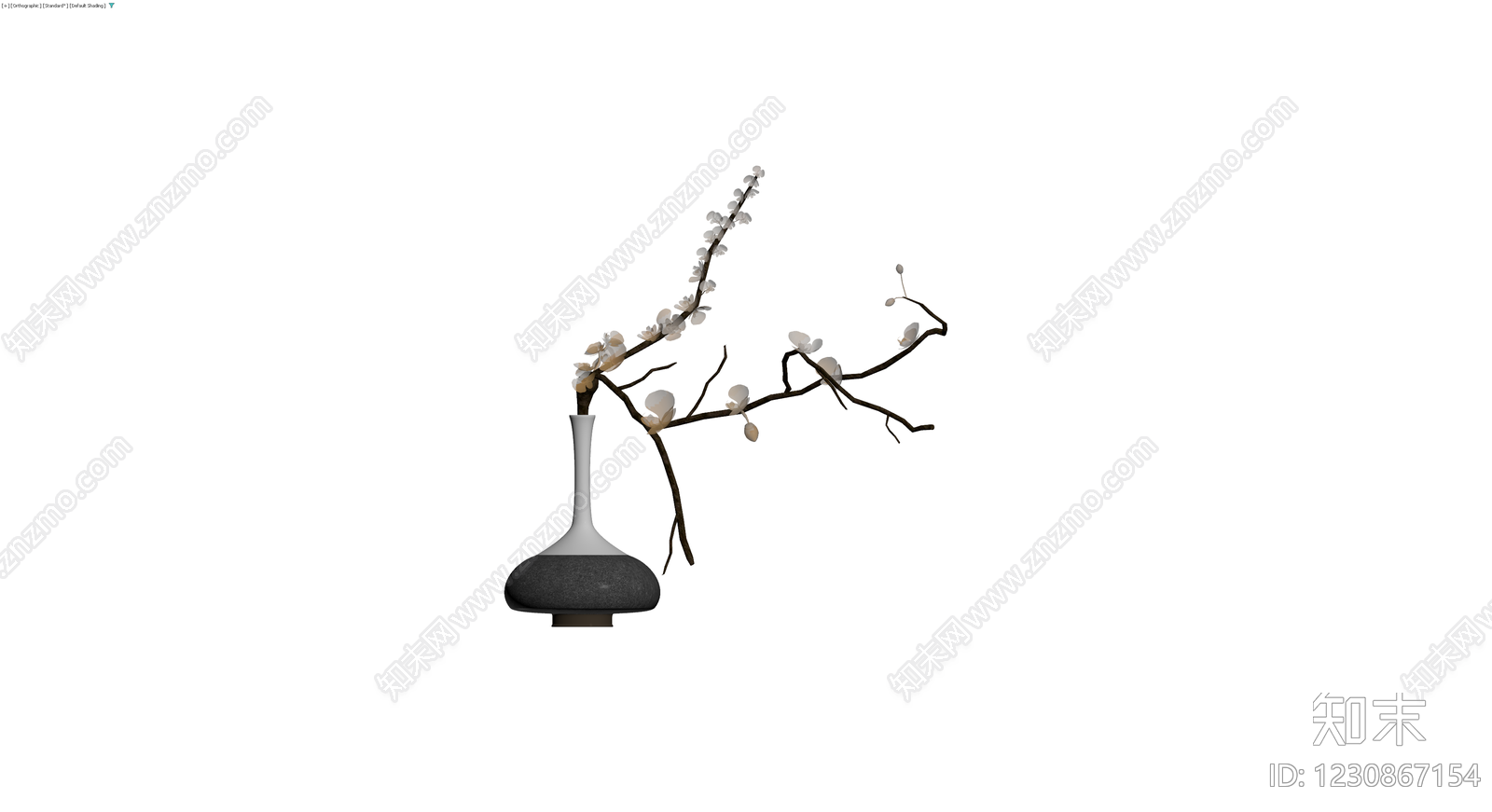 花瓶与梅花插花组合3D模型下载【ID:1230867154】