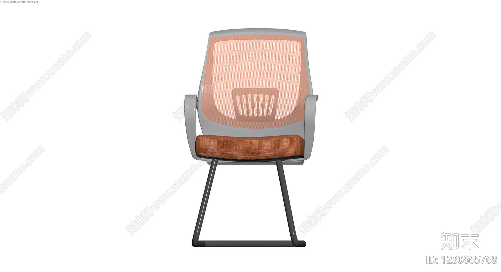 灰色框架橙色网布办公椅3D模型下载【ID:1230865768】