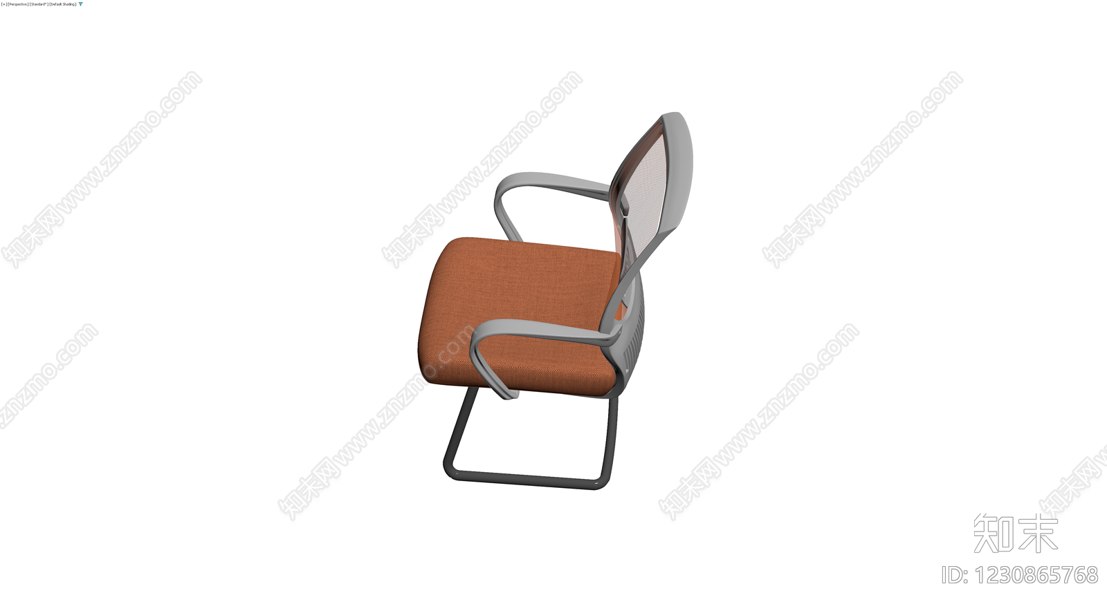 灰色框架橙色网布办公椅3D模型下载【ID:1230865768】